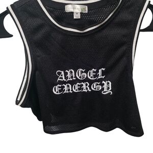 Orange Kiss Angel Energy Black Mesh Crop Top